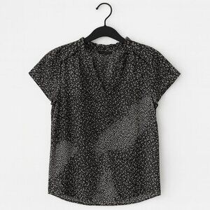 Floral Black & White Women’s Top | Size 1X | Mod Lusive | 100% Polyester